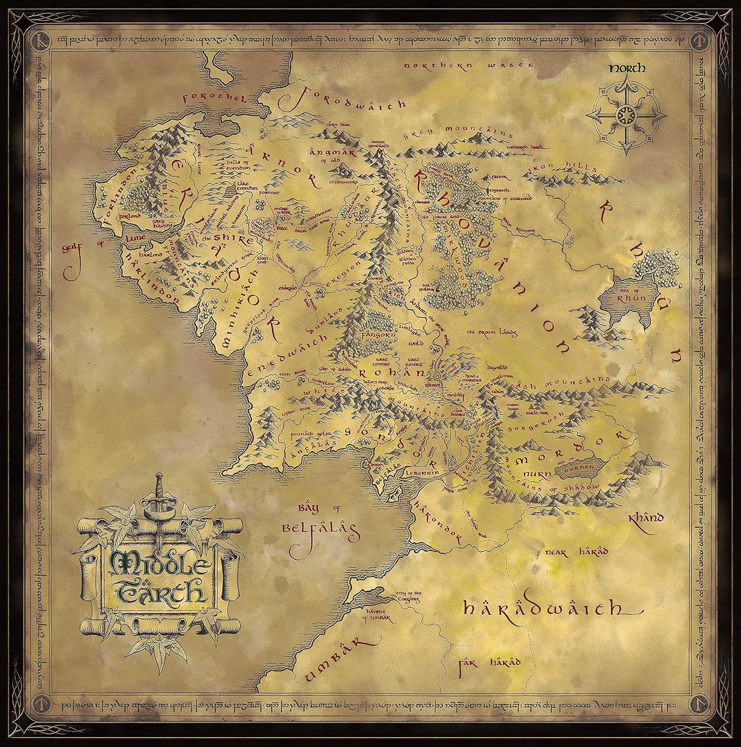 The Noble Collection-El Señor de los Anillos Mapa de la Tierra Media Rompecabezas (NN9472