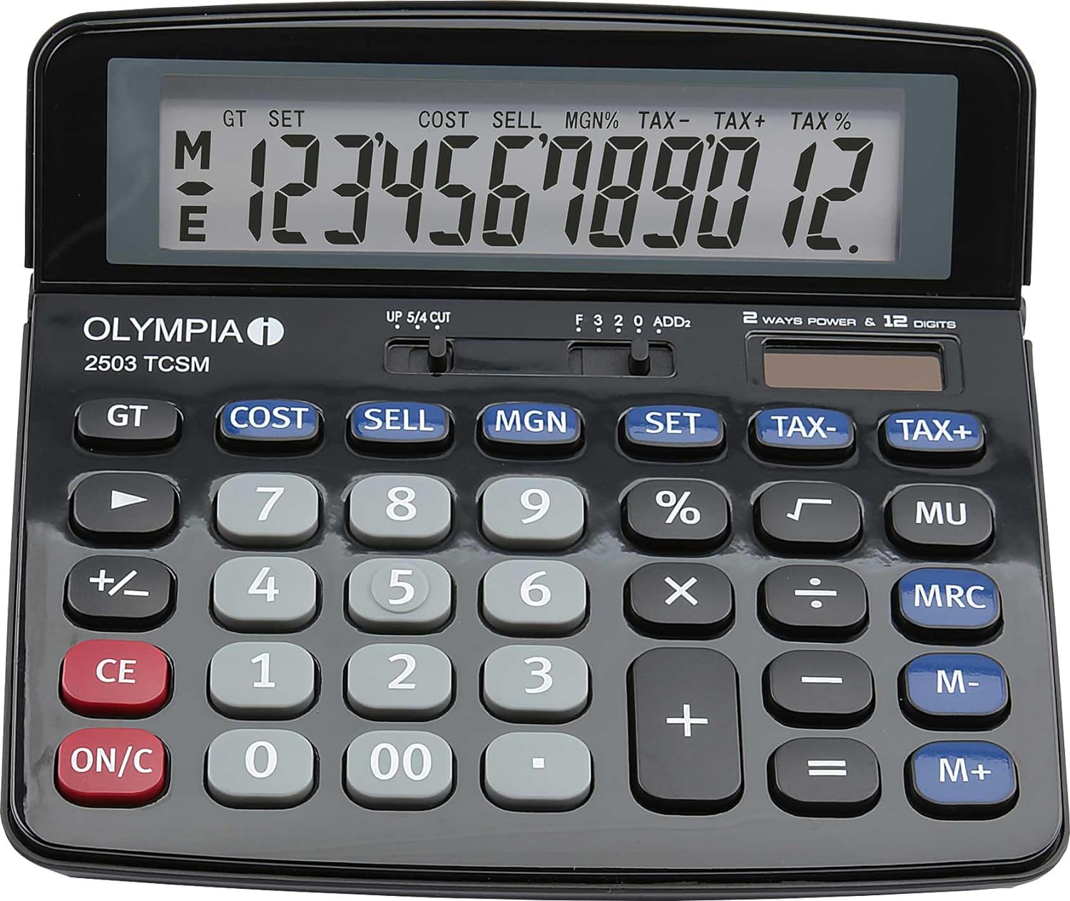 Olympia Tools 40183 Model 2503 Calculator Desktop Financial Calculator Black/Blue/Grey
