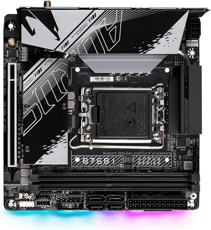 Gigabyte B760I AORUS PRO DDR4 Motherboard - Supports Intel Core 14th Gen CPUs, 8+1+1 Phases Digital VRM, up to 5333MHz DDR4 (OC), 2xPCIe 4.0 M.2, Wi-Fi 6, 2.5GbE LAN, USB 3.2 Gen 2