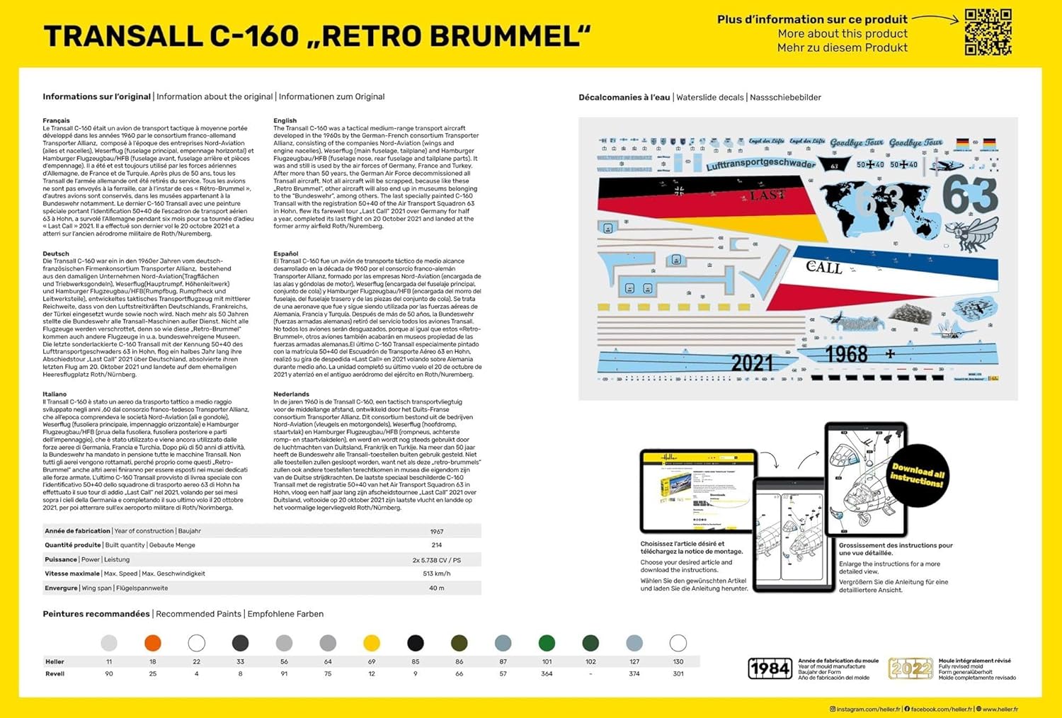 Maquette avion : Starter kit : Transall C-160 Retro Brummel
