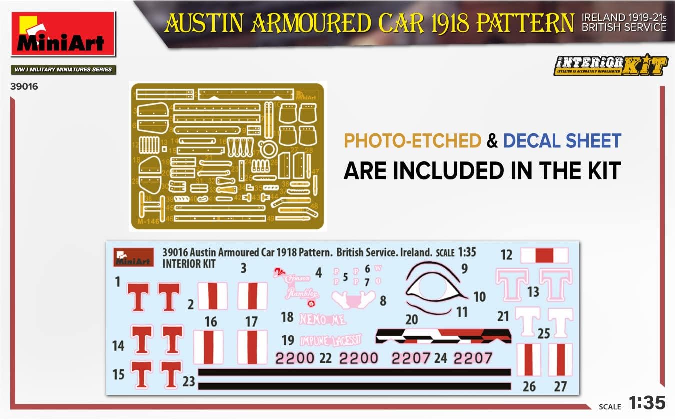 MiniArt MIN39016 WWI 1:35-Austin Armored Car (Ireland 1919-21), Molded Color