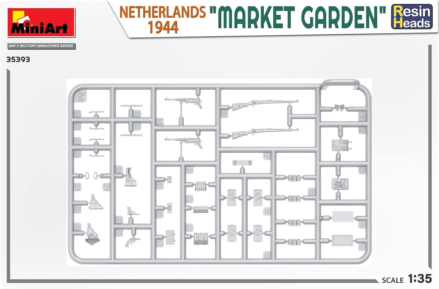 MiniArt MIN35393 1:35-Market Garden, Holland 1944, w/Resin Heads Scale Model kit, Unpainted