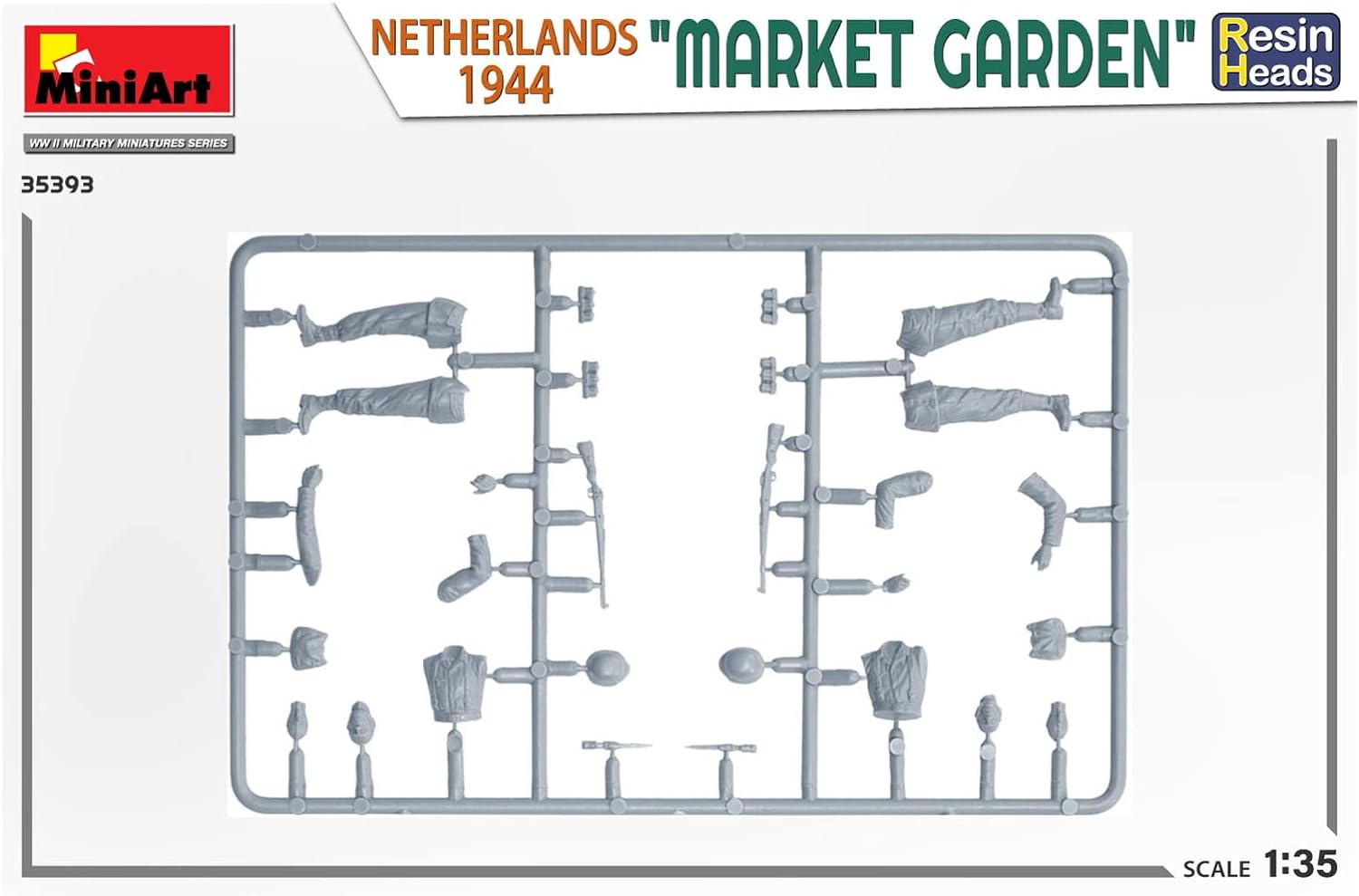 MiniArt MIN35393 1:35-Market Garden, Holland 1944, w/Resin Heads Scale Model kit, Unpainted