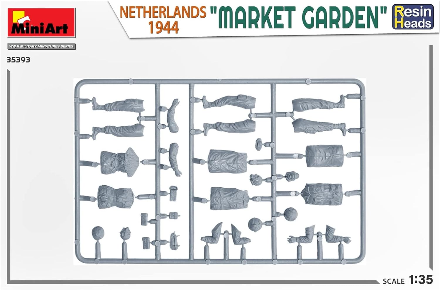 MiniArt MIN35393 1:35-Market Garden, Holland 1944, w/Resin Heads Scale Model kit, Unpainted
