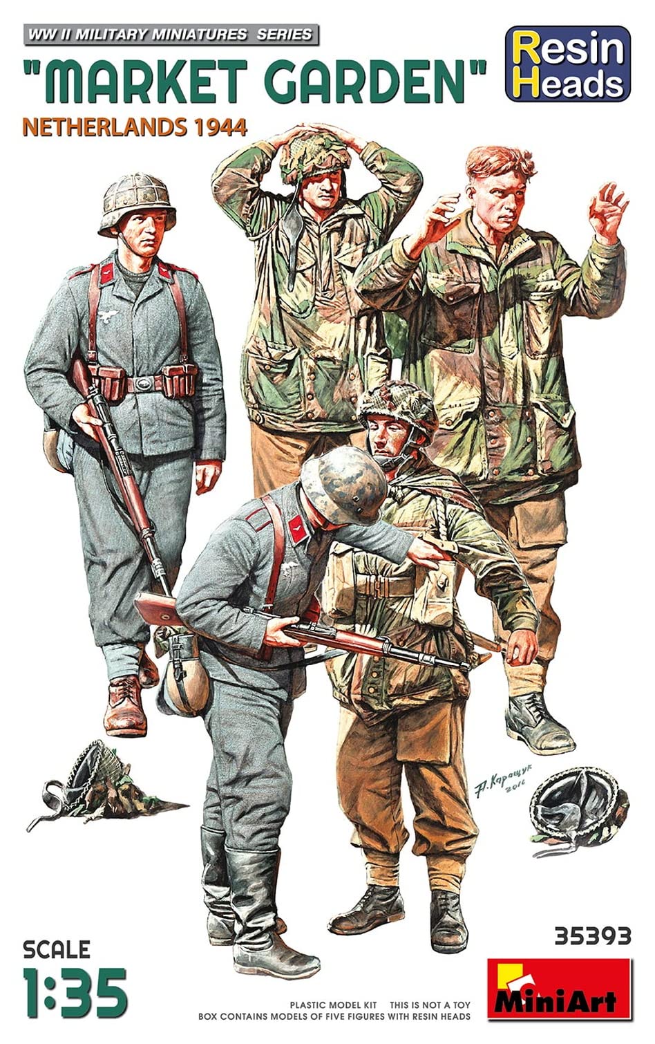 MiniArt MIN35393 1:35-Market Garden, Holland 1944, w/Resin Heads Scale Model kit, Unpainted