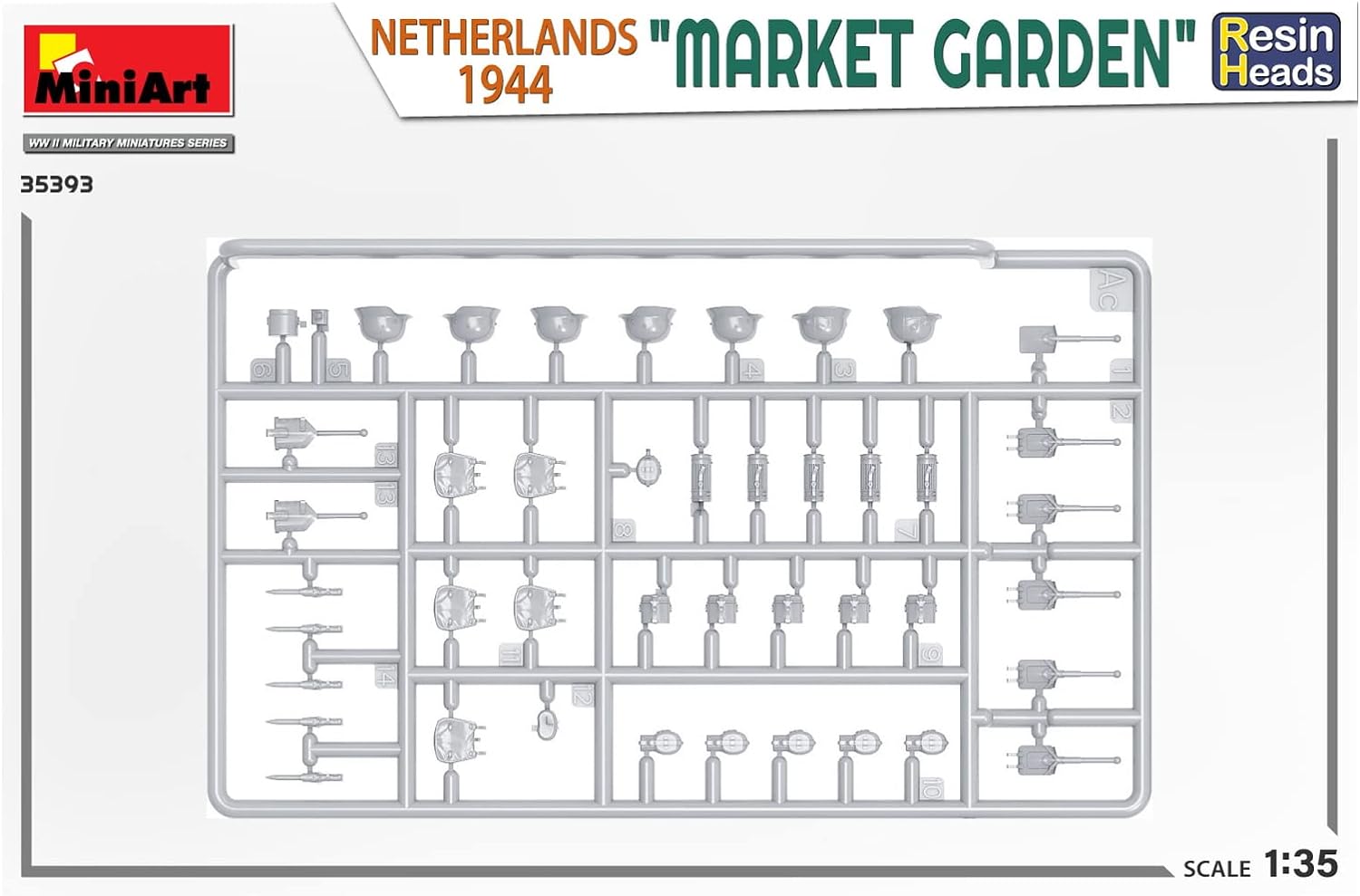 MiniArt MIN35393 1:35-Market Garden, Holland 1944, w/Resin Heads Scale Model kit, Unpainted