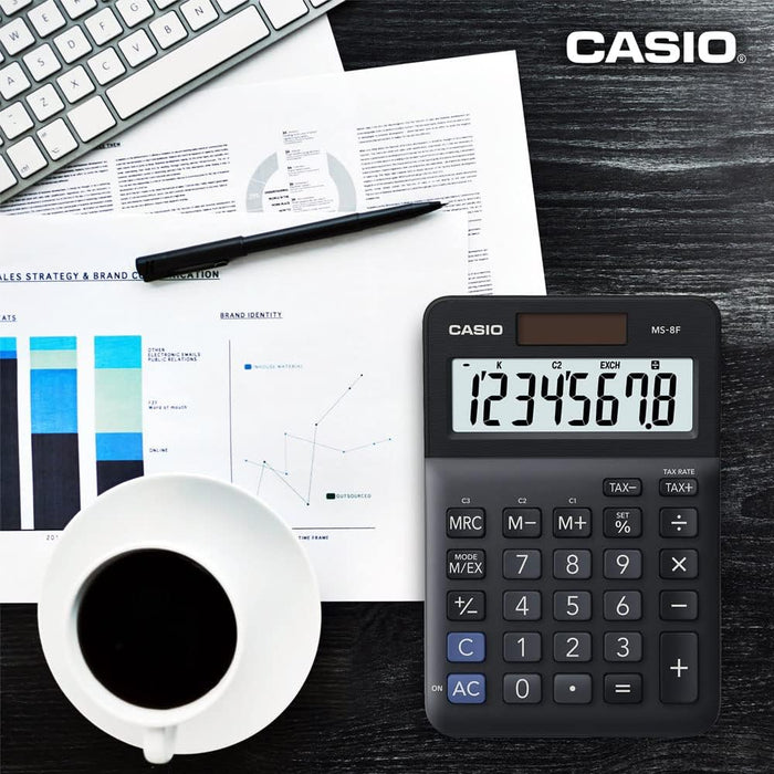 CASIO MS-8F Desk Calculator 8-Digit, Tax, Currency
