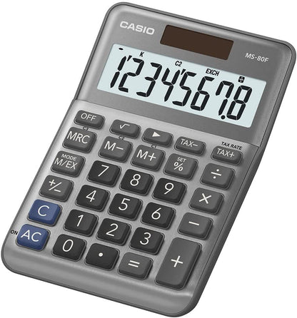 CASIO MS-80F Desk Calculator 8-Digit, Metal Front, Tax, Currency