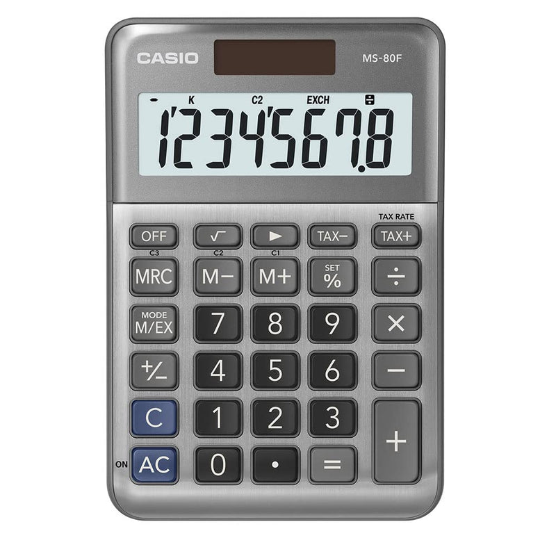 CASIO MS-80F Desk Calculator 8-Digit, Metal Front, Tax, Currency