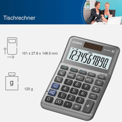 CASIO MS-100FM Desk Calculator 10-Digit, Metal Front, Tax, Cost/Sell/Margin