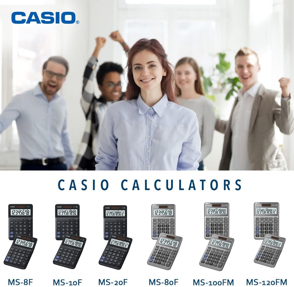 CASIO MS-100FM Desk Calculator 10-Digit, Metal Front, Tax, Cost/Sell/Margin