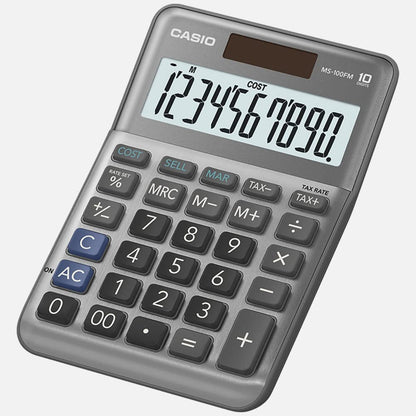 CASIO MS-100FM Desk Calculator 10-Digit, Metal Front, Tax, Cost/Sell/Margin