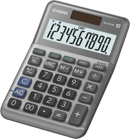 CASIO MS-100FM Desk Calculator 10-Digit, Metal Front, Tax, Cost/Sell/Margin