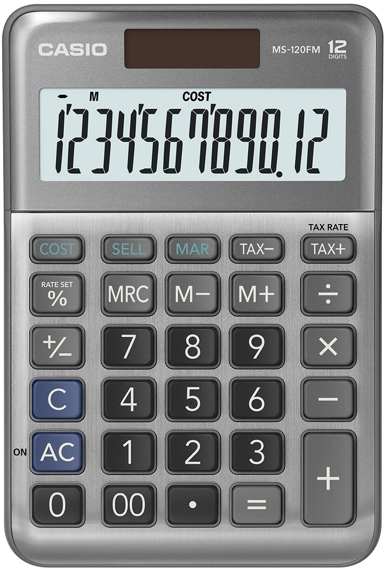 CASIO MS-120FM Desk Calculator 12-Digit, Metal Front, Tax, Cost/Sell/Margin
