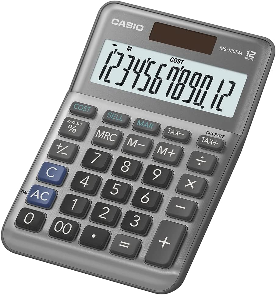 CASIO MS-120FM Desk Calculator 12-Digit, Metal Front, Tax, Cost/Sell/Margin