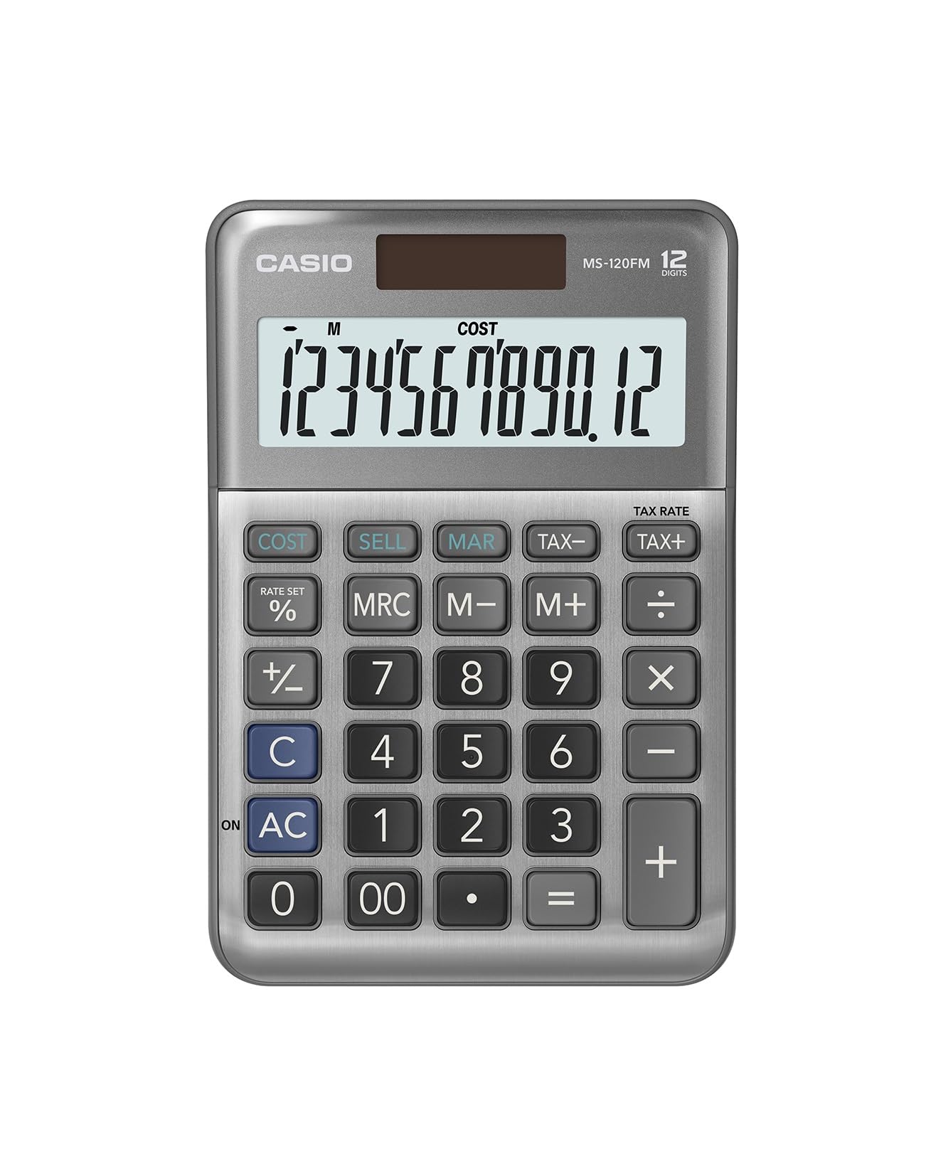 CASIO MS-120FM Desk Calculator 12-Digit, Metal Front, Tax, Cost/Sell/Margin