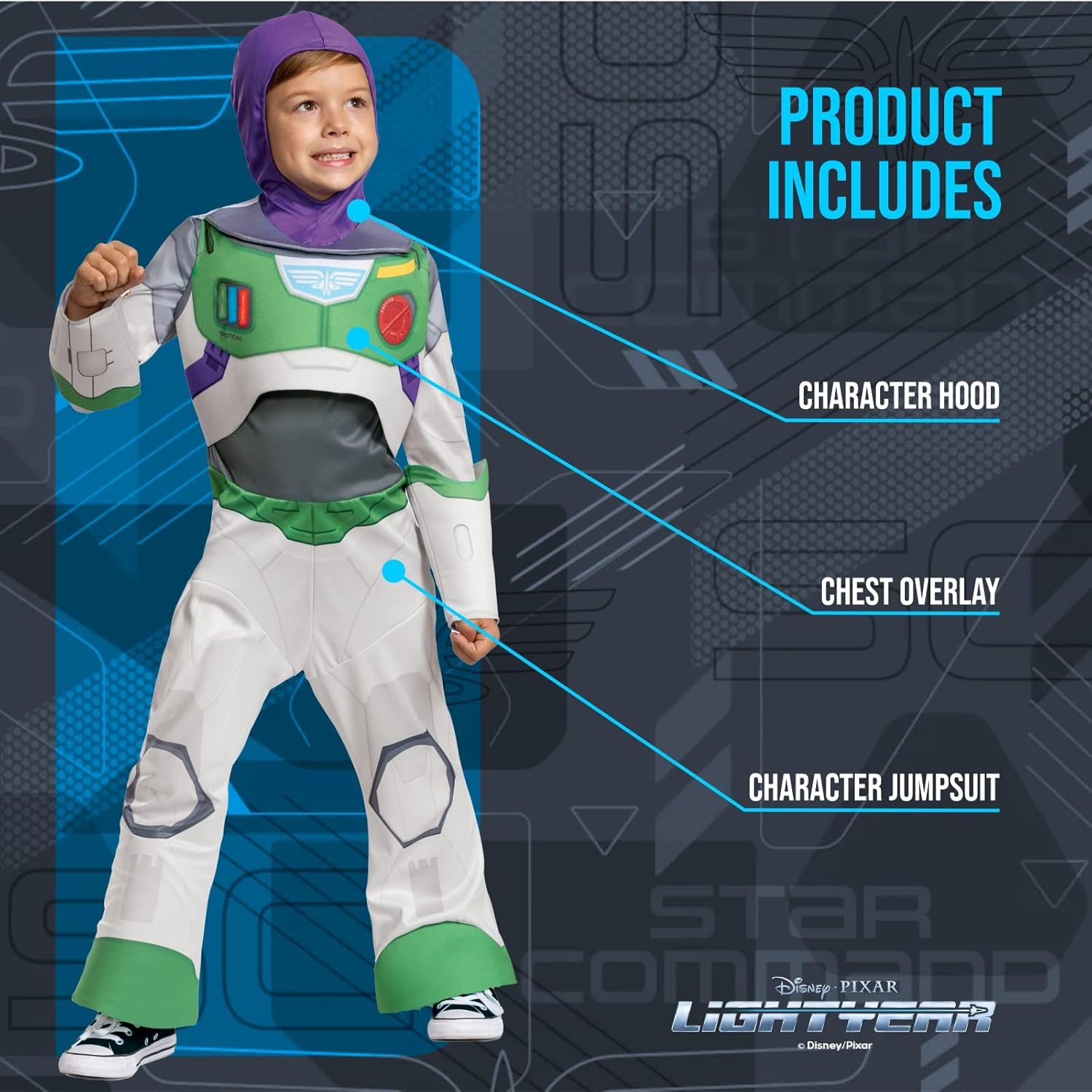 Disney Official Classic Space Ranger Buzz Lightyear Costume Kids, Astronaut Costume Kids Fancy Dress Up for Children Available In Sizes XS, S and M