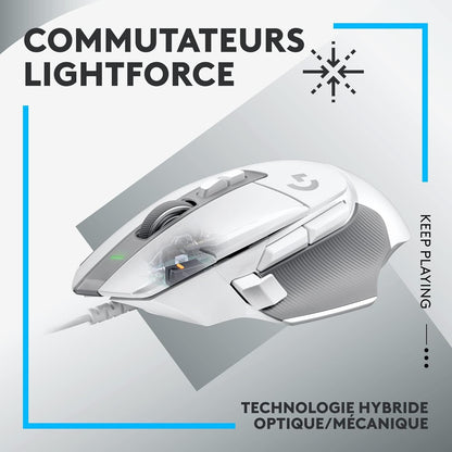 Logitech G G502 X Wired Gaming Mouse - LIGHTFORCE hybrid optical-mechanical primary switches, HERO 25K gaming sensor, compatible with PC - macOS/Windows