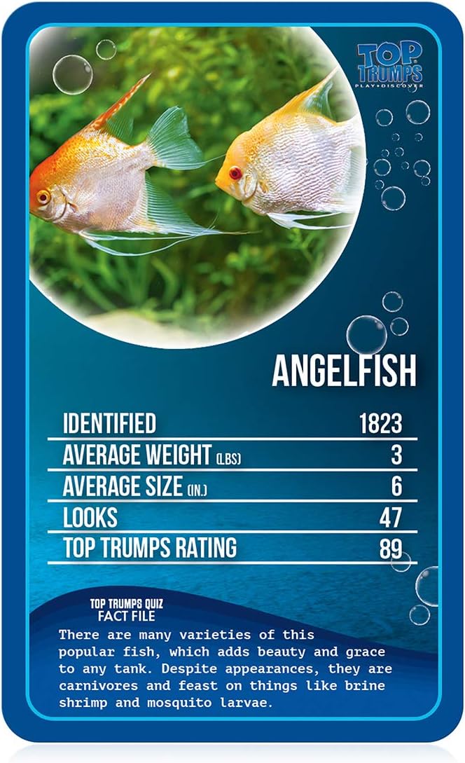 Top Trumps Juego de Cartas clásicos de Peces de Agua Dulce, aprende Datos sobre el pez ángel, Ancistrus y el tiburón Toro en Este Juego Educativo empaquetado, Regalos y Juguetes para niños y niñas a