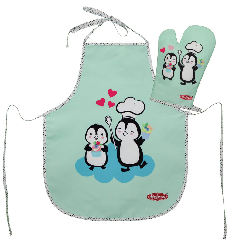 Heless 223-Guante de Horno y Delantal de Cocina para niños con diseño de Lunares, Lavable, Accesorios para cocinar y Hornear, Multicolor, Talla única (223