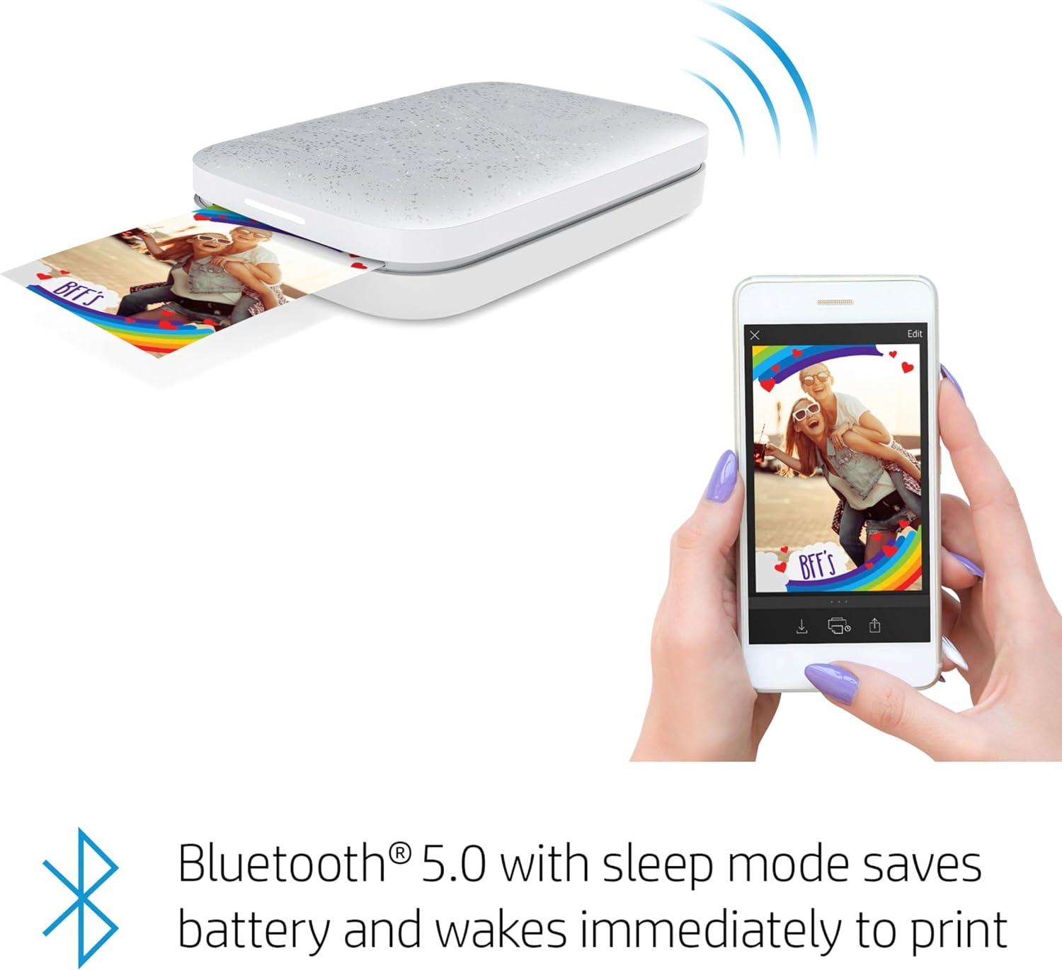 HP HPISPW Sprocket Portable Photo Printer (Luna Pearl) Instantly Prints ZINK 2 x 3 Inch Sticky-Backed Photos from your iOS and Android Device