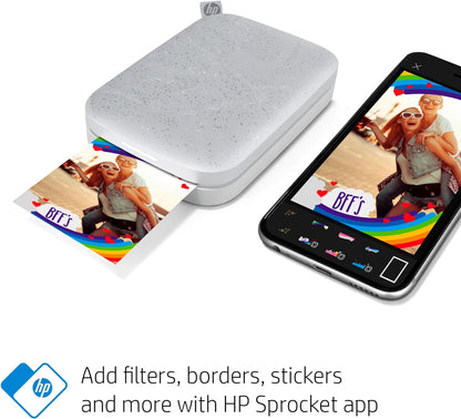HP HPISPW Sprocket Portable Photo Printer (Luna Pearl) Instantly Prints ZINK 2 x 3 Inch Sticky-Backed Photos from your iOS and Android Device