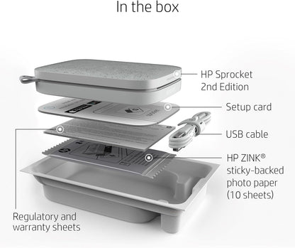 HP HPISPW Sprocket Portable Photo Printer (Luna Pearl) Instantly Prints ZINK 2 x 3 Inch Sticky-Backed Photos from your iOS and Android Device