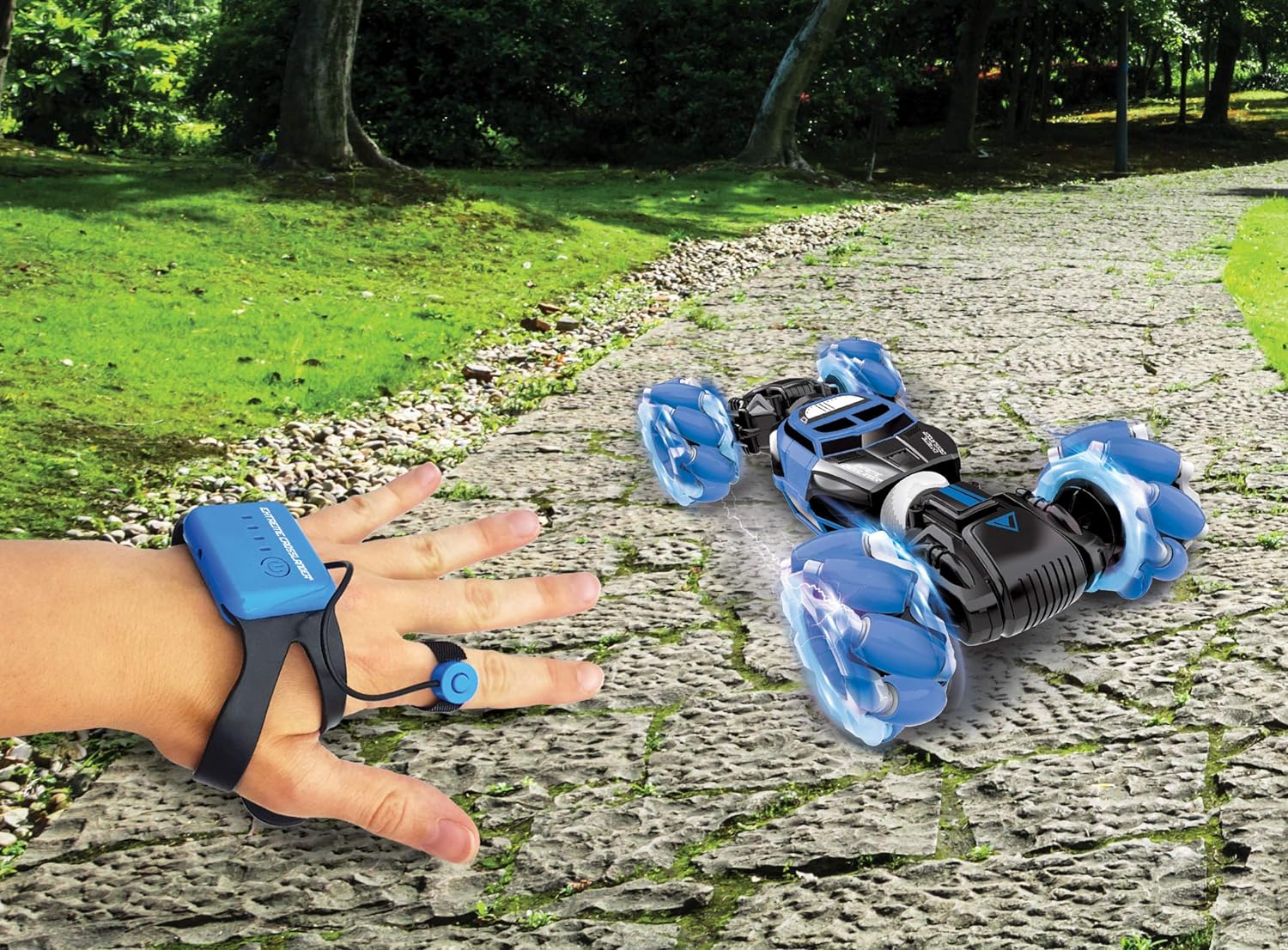 Lexibook, Extreme Crosslander, Voiture télécommandée Tout-Terrain, jusqu'à 12km/h, Effets Lumineux, télécommande & Bracelet de contrôle gestuel Inclus, Musique, Rechargeable