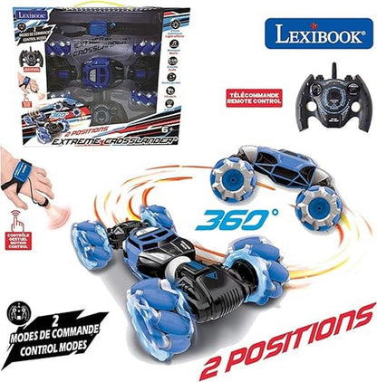 Lexibook, Extreme Crosslander, Voiture télécommandée Tout-Terrain, jusqu'à 12km/h, Effets Lumineux, télécommande & Bracelet de contrôle gestuel Inclus, Musique, Rechargeable