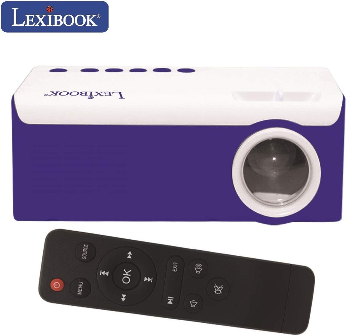 Lexibook PRJ150 Mini HD Video Projector, Home Cinema, Built-in Speaker, Remote Control Included, HDMI/USB/AV/Micro SD connectivity, Blue/White