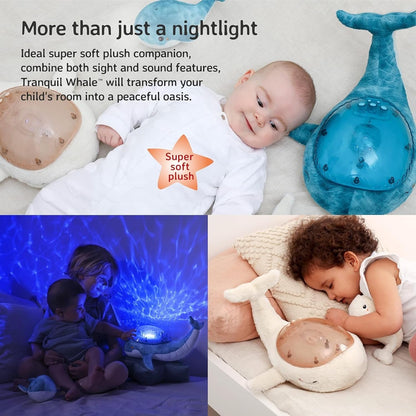 CLOUD B Ocean Projector Nightlight with White Noise Soothing Sounds | Adjustable Settings and Auto-Shutoff | Tranquil Whale™ Family - White
