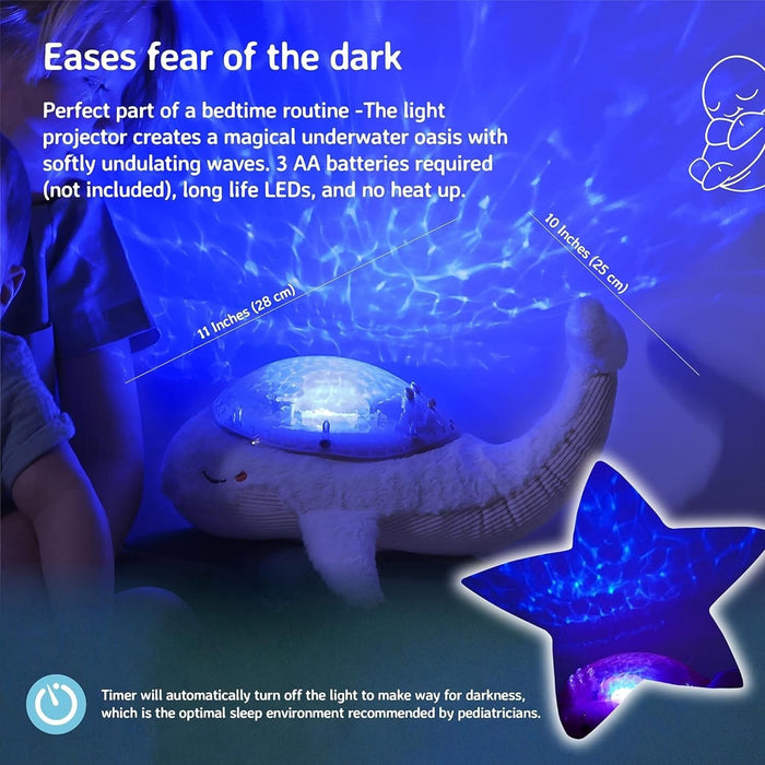 CLOUD B Ocean Projector Nightlight with White Noise Soothing Sounds | Adjustable Settings and Auto-Shutoff | Tranquil Whale™ Family - White