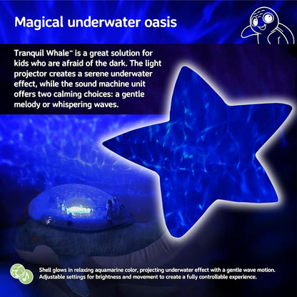 CLOUD B Ocean Projector Nightlight with White Noise Soothing Sounds | Adjustable Settings and Auto-Shutoff | Tranquil Whale™ Family - White