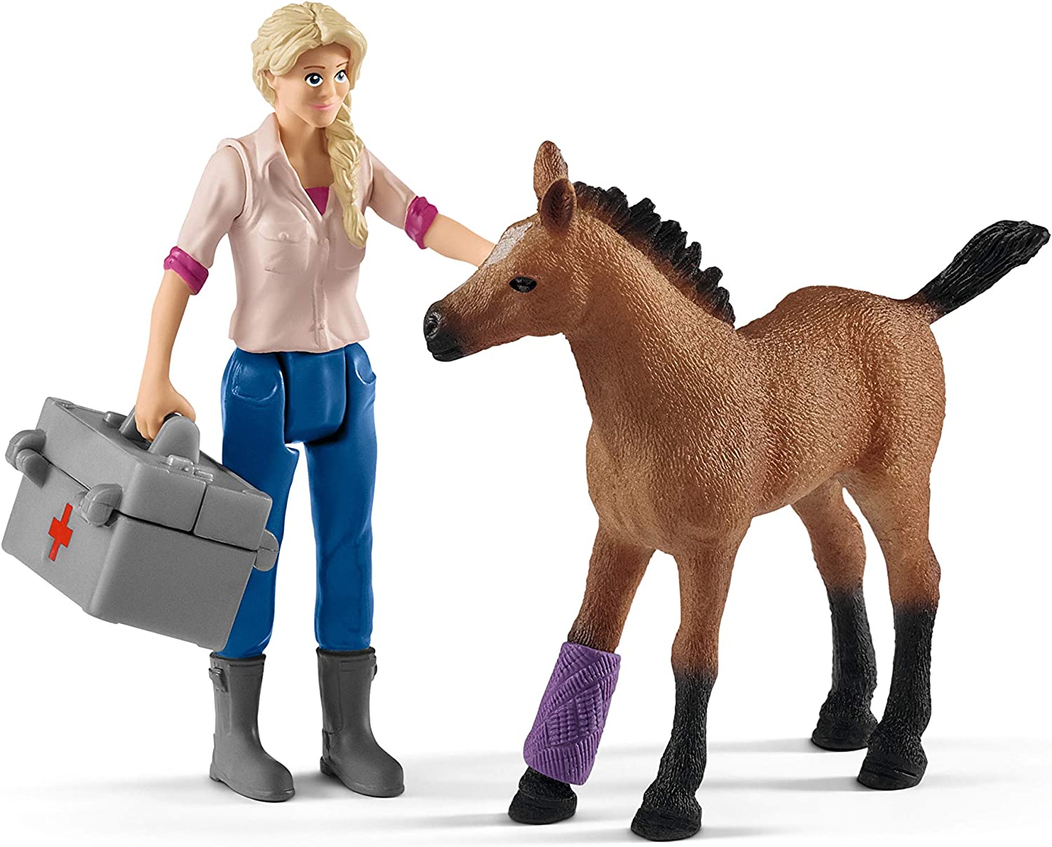 schleich FARM WORLD 42486 Tierarztbesuch 9-Teiliges Bauernhof Spielset mit Ferkel, Stute und Fohlen - Detailgetreues, Langlebiges Bauernhof Spielzeug, Pädagogisches Tiere Set ab 3 Jahren