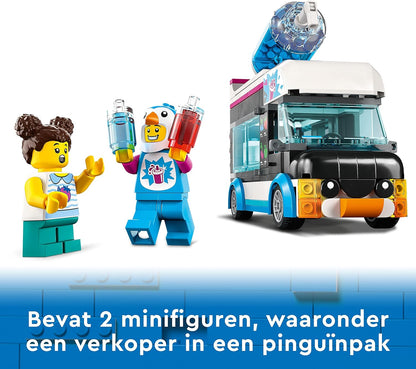 LEGO 60384 City Penguin Slushy Van, Truck Toy for 5 Plus Year Old Kids, Boys & Girls, Vehicle Building Set with Cosutme Figure, Summer Series, Gift Idea
