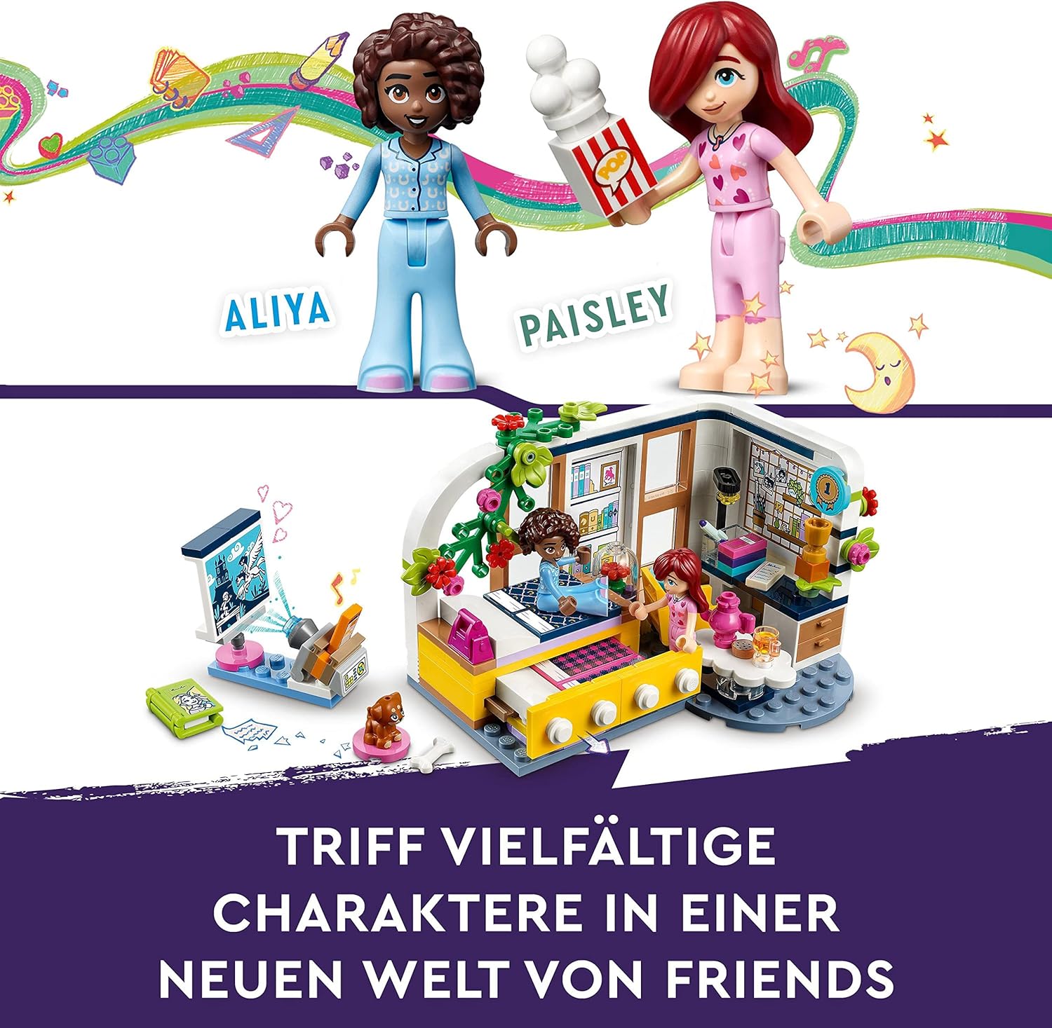 LEGO Friends Heartlake Downtown Diner Restaurant Playset, Toy for Kids Aged 6 Plus, Birthday Gift Idea with Liann, Aliya and Charli Mini-Dolls, 2023 Series Characters 41728