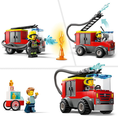 LEGO City Fire Station and Fire Engine Learning Toys for Kids 4 Plus Years Old Boys & Girls, with Firefighter Minifigures Emergency Vehicle Playset 60375 Single