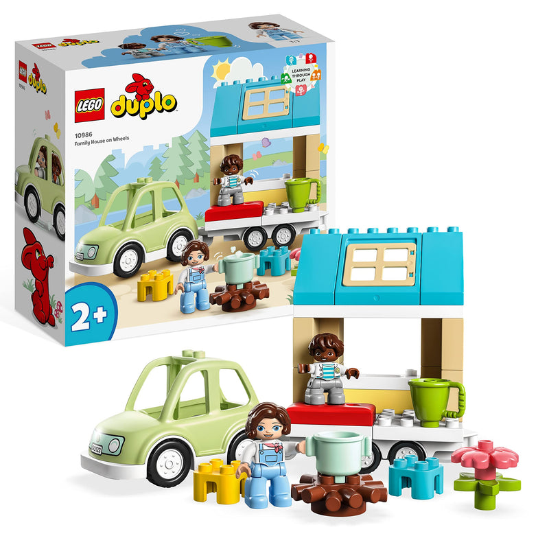 LEGO 10986 DUPLO Family House on Wheels with Toy Car for Toddlers 2 Plus Year Old Boys and Girls & 10931 DUPLO Town Truck & Tracked Excavator Construction Vehicle Toy + Construction Vehicle Toy