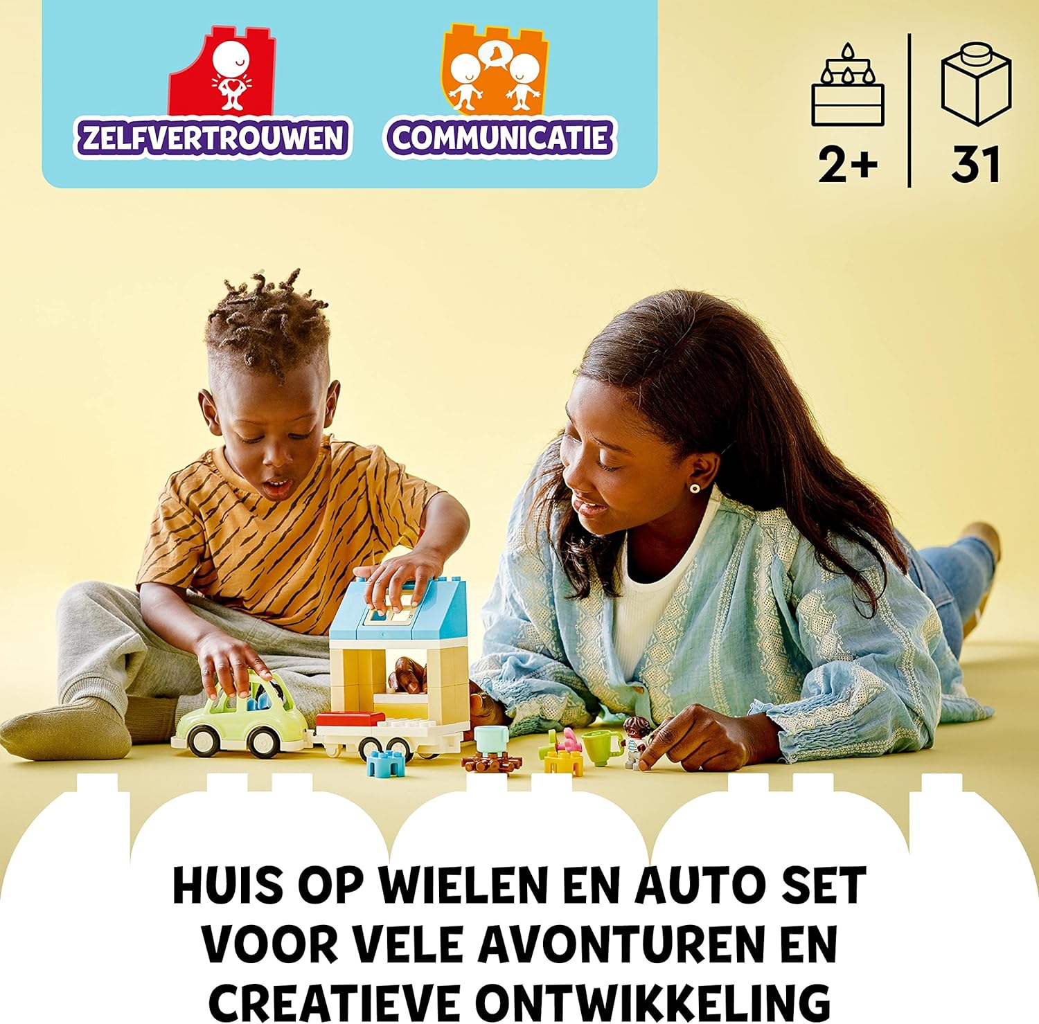 LEGO 10986 DUPLO Family House on Wheels with Toy Car for Toddlers 2 Plus Year Old Boys and Girls & 10931 DUPLO Town Truck & Tracked Excavator Construction Vehicle Toy + Construction Vehicle Toy