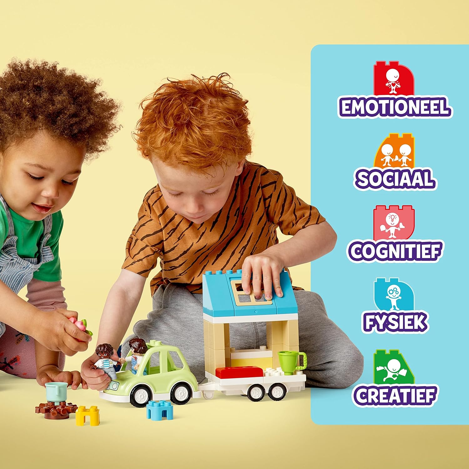 LEGO 10986 DUPLO Family House on Wheels with Toy Car for Toddlers 2 Plus Year Old Boys and Girls & 10931 DUPLO Town Truck & Tracked Excavator Construction Vehicle Toy + Construction Vehicle Toy
