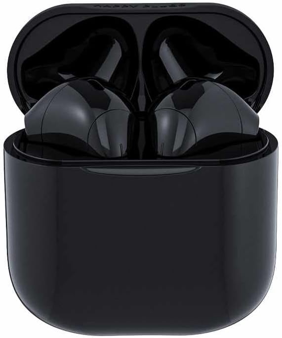 Happy Plugs Joy Draadloze hoofdtelefoon, modieus, 12 uur batterijduur, iconische kleuren, zweetbestendig, zwart