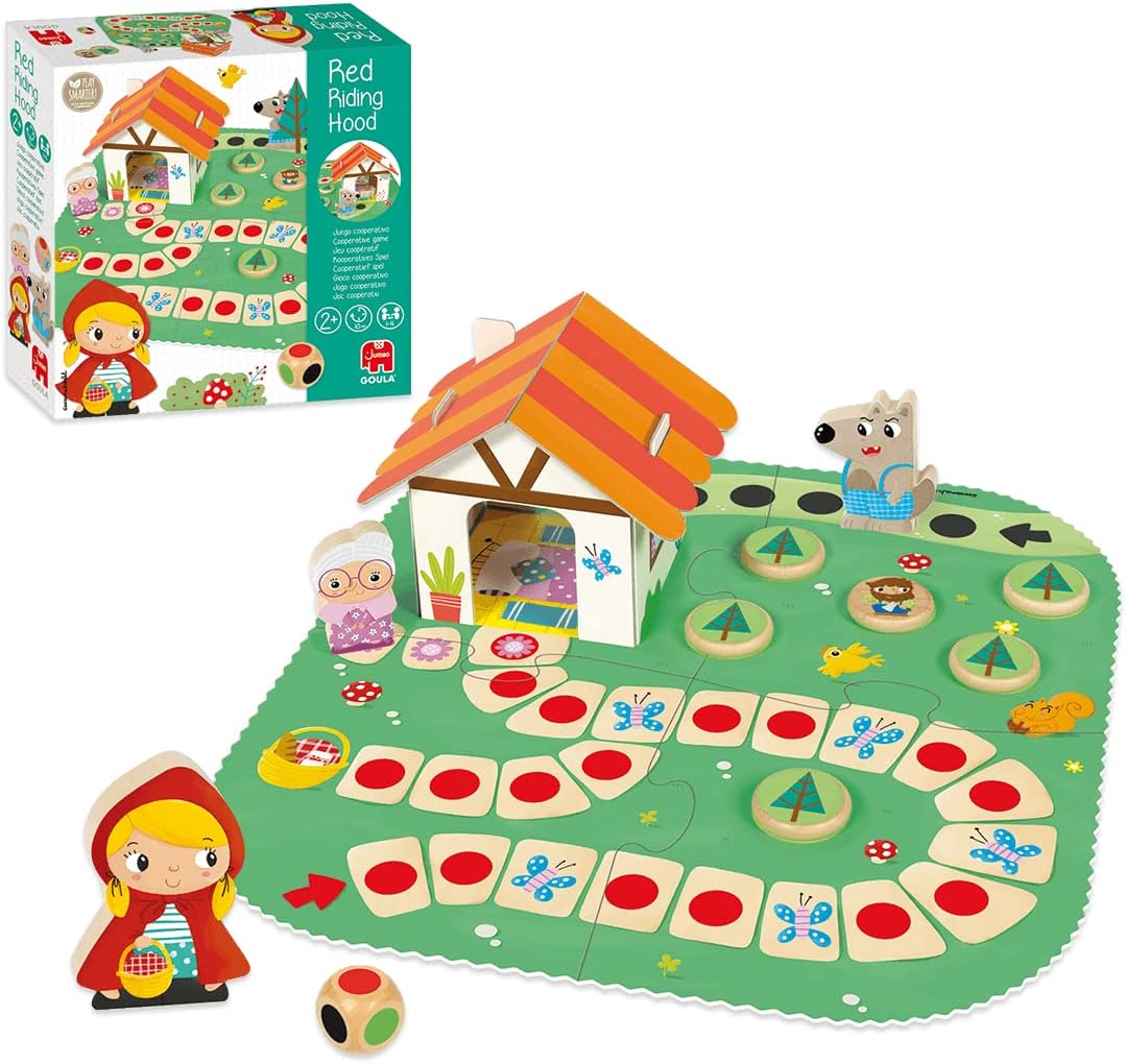 Goula Little Red Riding Hood - Kids Board Games, Cooperative Game - Beat the Wolf, Learn Teamwork & Early Learning Skills - Fun Puzzle Board Games for Children - For 1 to 4 Players, Ages 2 Years Plus