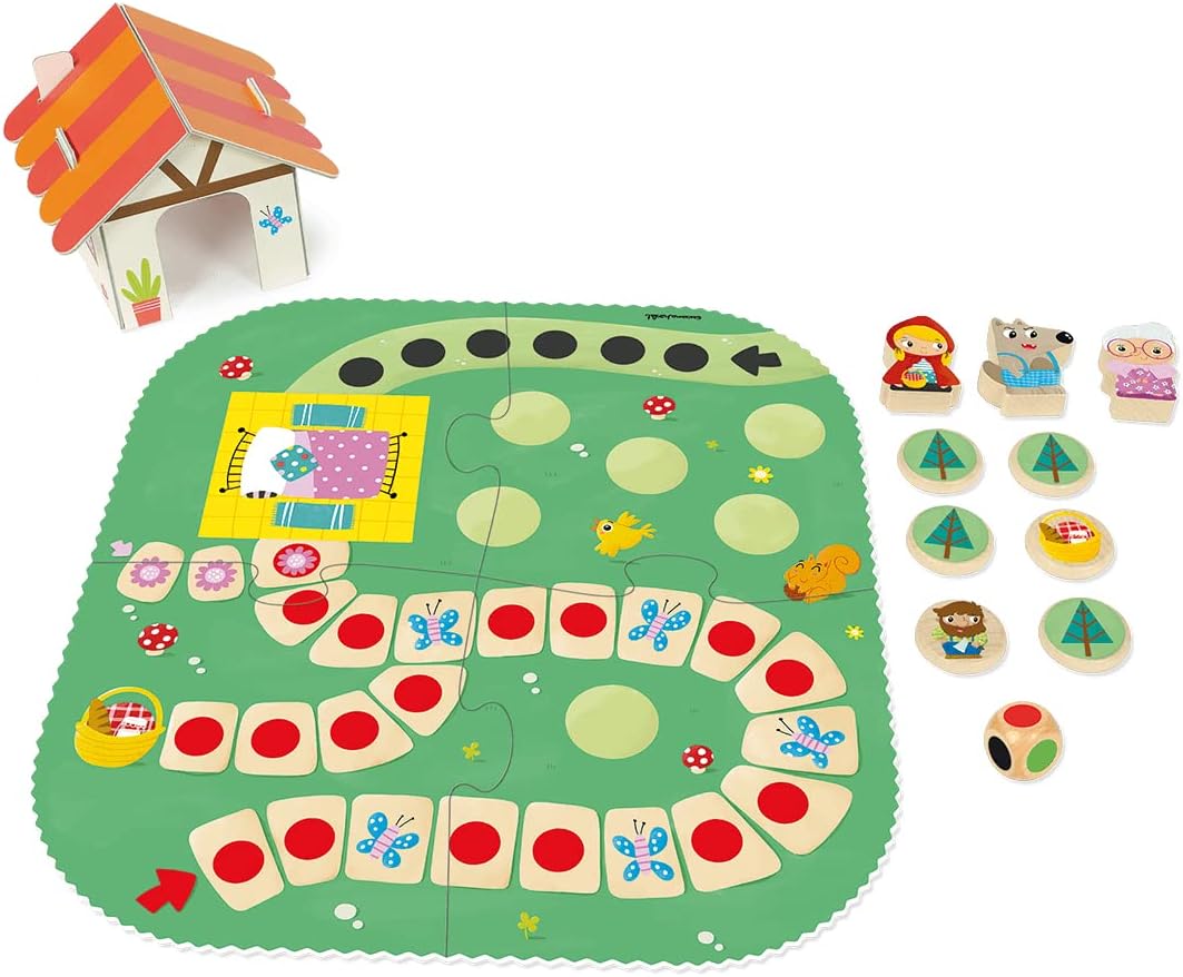 Goula Little Red Riding Hood - Kids Board Games, Cooperative Game - Beat the Wolf, Learn Teamwork & Early Learning Skills - Fun Puzzle Board Games for Children - For 1 to 4 Players, Ages 2 Years Plus