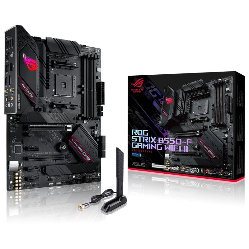 ASUS ROG Strix B550-F Gaming WI-FI II Mainboard Sockel AMD AM4 (AMD B550, ATX, PCIe 4.0, WiFi 6E, SATA 6Gbit/s, USB 3.2 Gen 2, Aura Sync, Two-Way AI Noise Cancelation