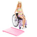 Barbie Doll with Wheelchair and Ramp, Kids Toys and Gifts, Blonde, Barbie Fashionistas, Rainbow Romper, Clothes and Accessories, HJT13