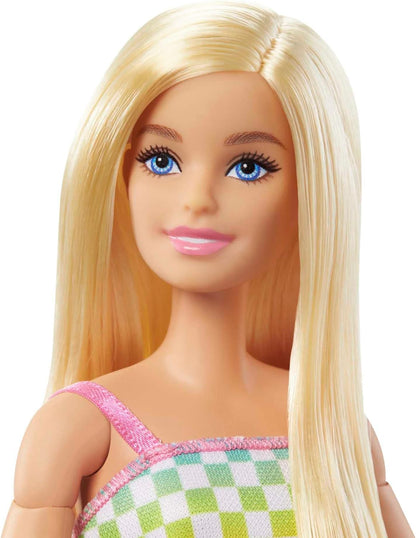 Barbie Doll with Wheelchair and Ramp, Kids Toys and Gifts, Blonde, Barbie Fashionistas, Rainbow Romper, Clothes and Accessories, HJT13