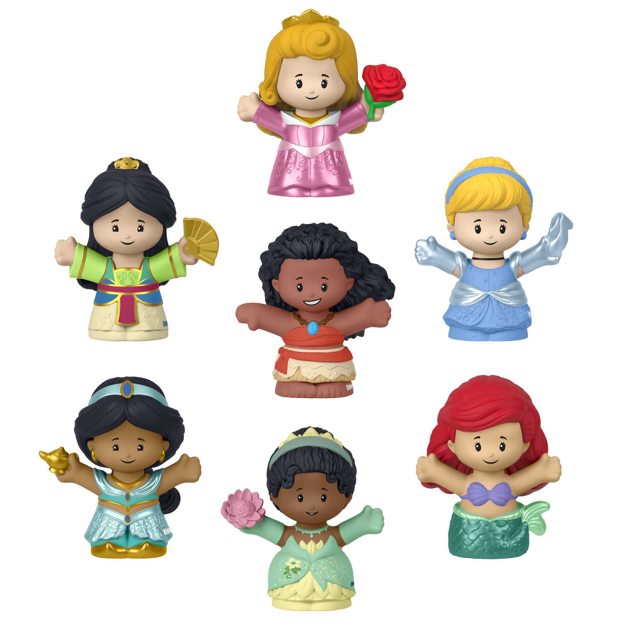 Fisher-Price Little People Princesas Disney Pack 7 Figuras de Juguete para bebés +1 año (Mattel HJW75