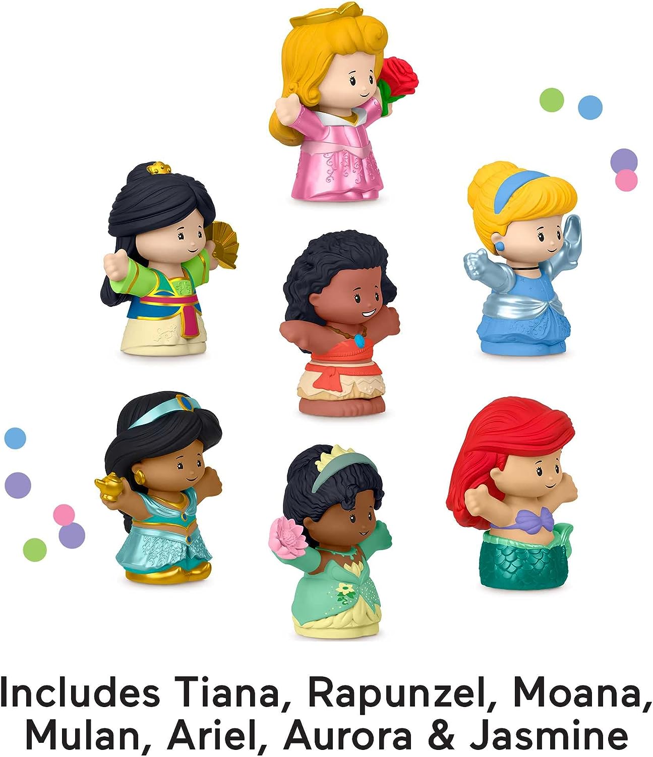 Fisher-Price Little People Princesas Disney Pack 7 Figuras de Juguete para bebés +1 año (Mattel HJW75
