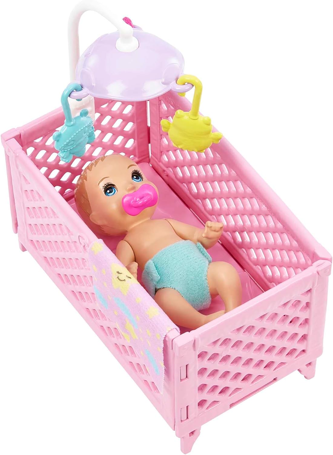 Barbie Doll and Accessories, Crib Playset with Skipper Doll, Baby Doll with Sleepy Eyes, Furniture and Themed Accessories, Babysitters Inc., HJY33 Modern