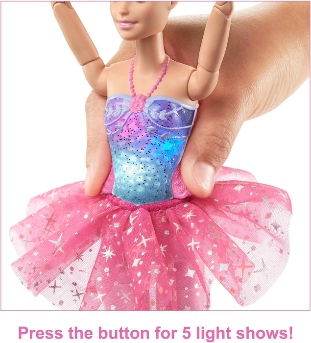 Barbie Dreamtopia Twinkle Lights Ballerina Doll with Blonde Hair & Light-Up Feature Wearing Royal Headband & Pink Tutu, HLC25